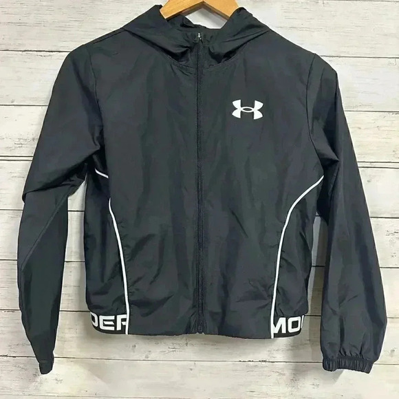 Under Armour Black Windbreaker Jacket Size M - Picture 3 of 5